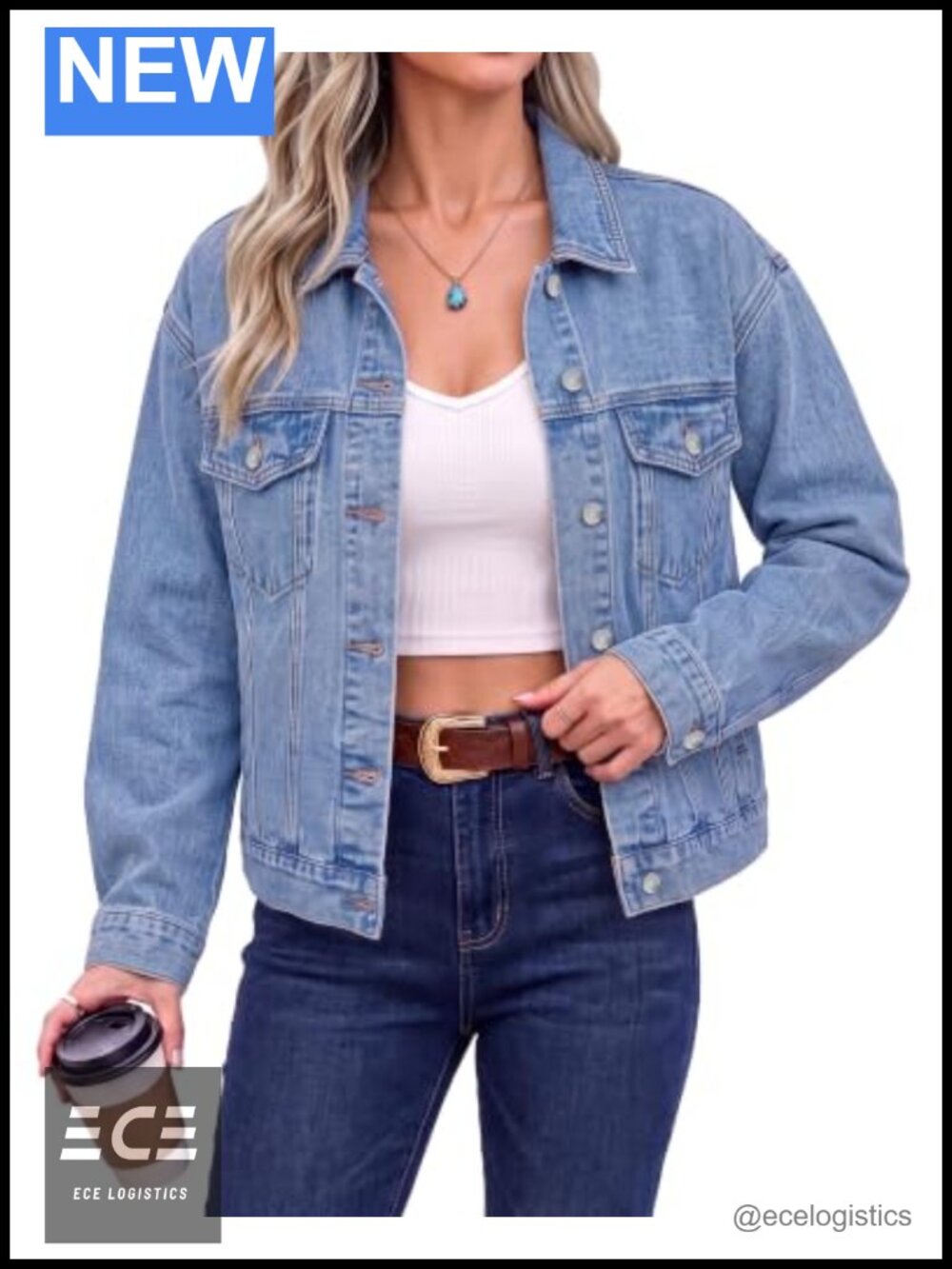 Oversized Denim Jacket Button Down Long Sleeve Trucker Jean Jacket